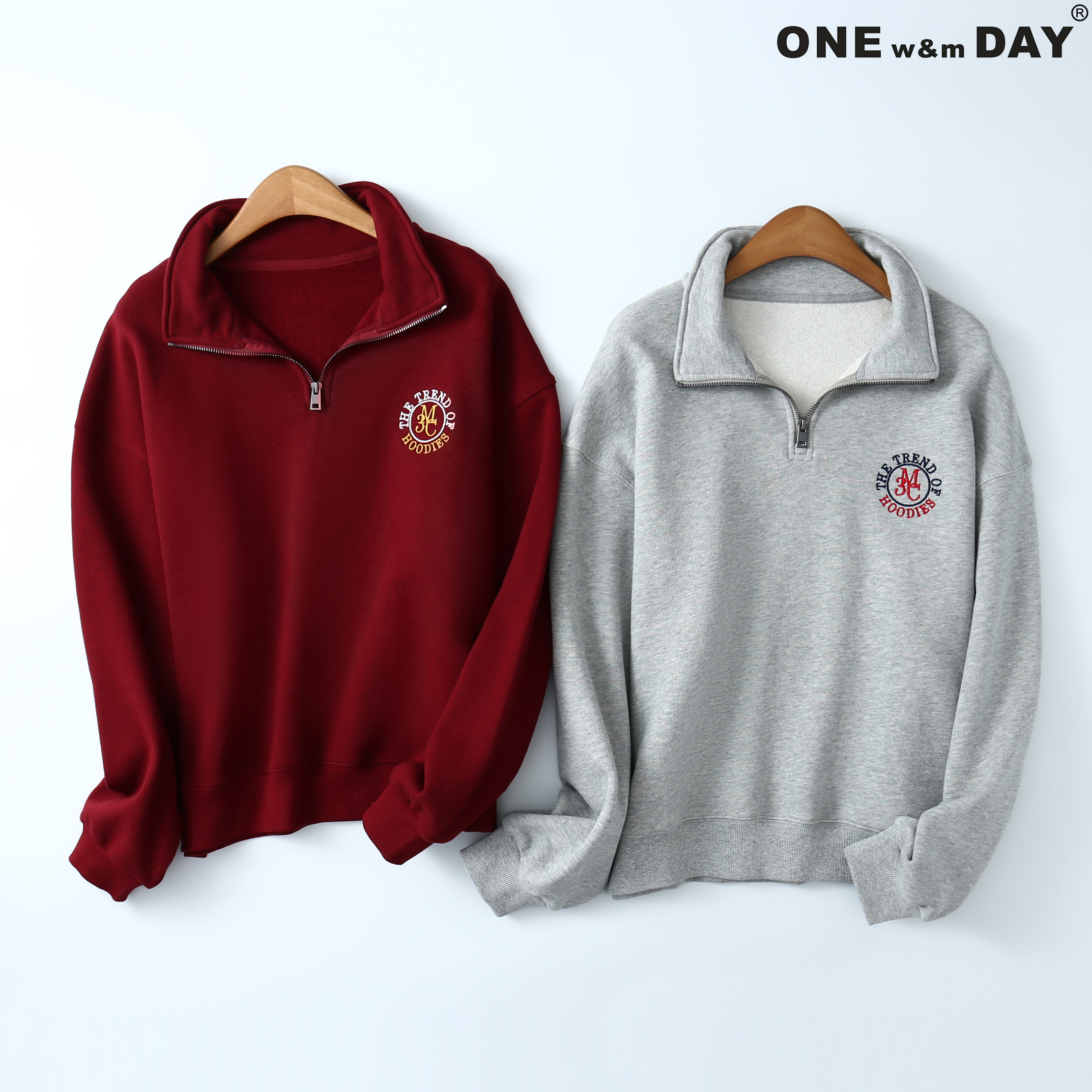 全棉磨绒立领卫衣女款学院风上衣593