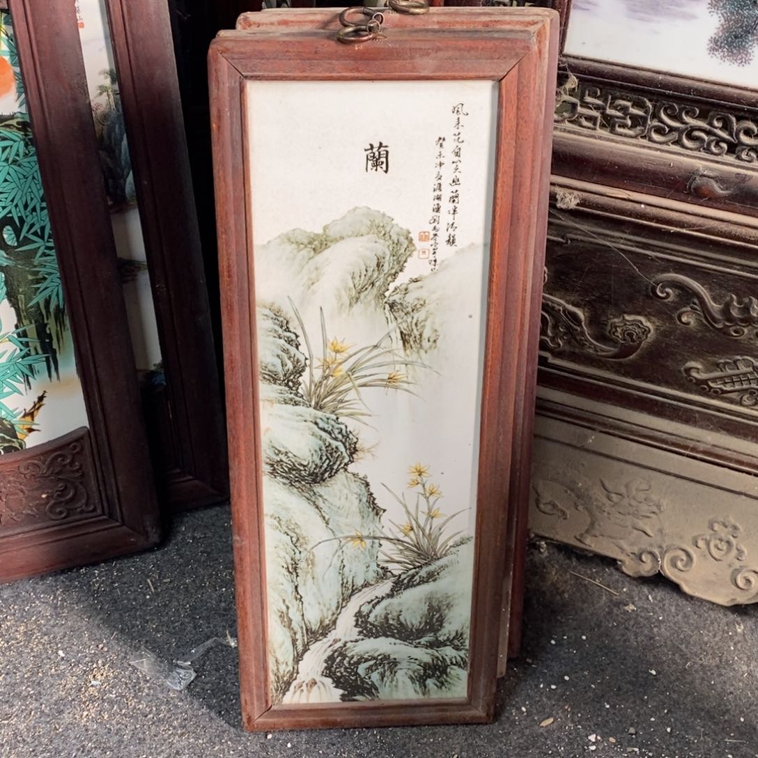 瓷片55*21 景德镇瓷板画柴窑烧制