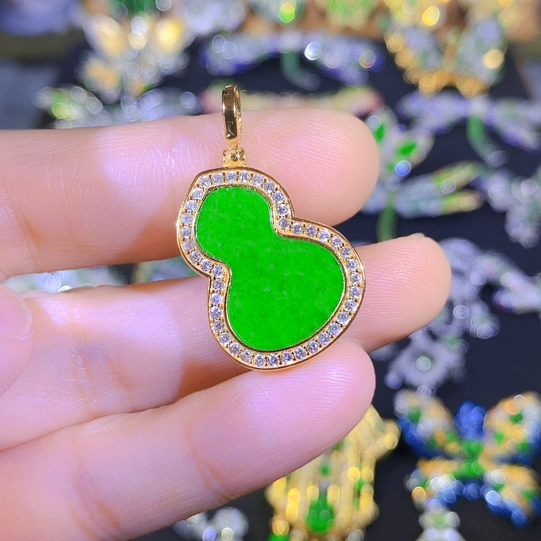 吊坠(不含链)银S925镶嵌翡翠