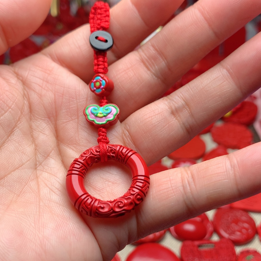 天然辰砂工艺品朱砂钥匙扣