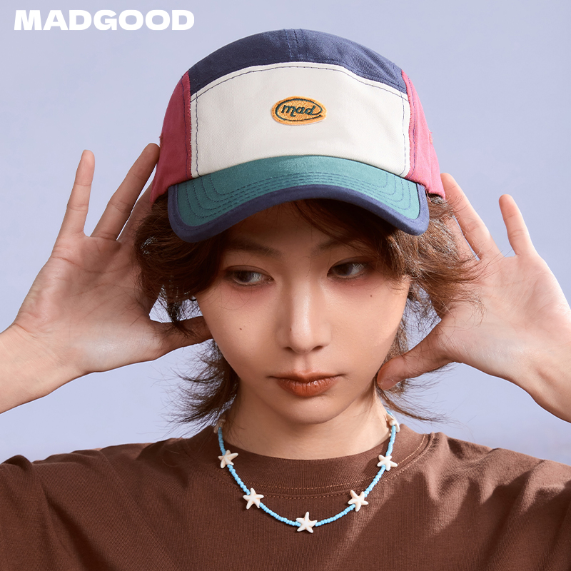 【配饰】madgood马得工地日系拼色绣标棒球帽情侣款MZ252302