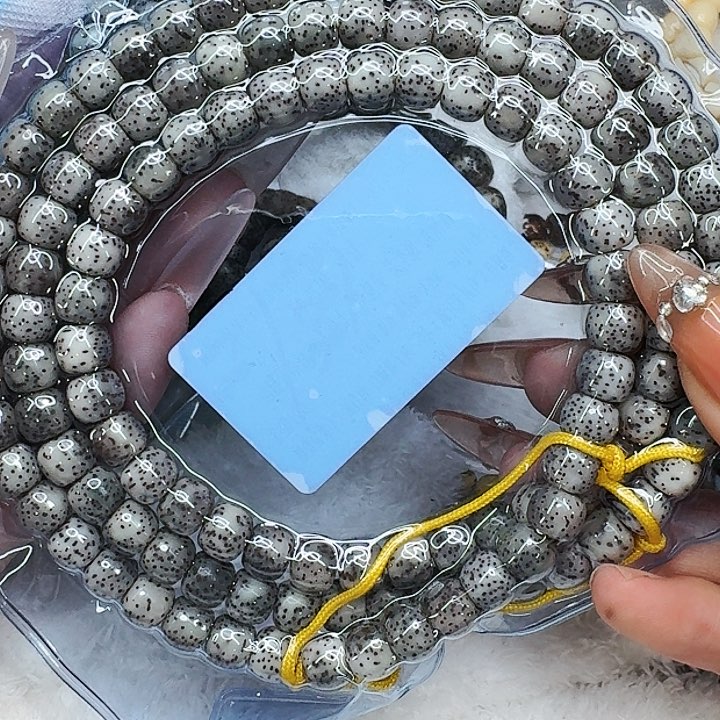 星月菩提手串402尽头黑灰星月菩提87桶108