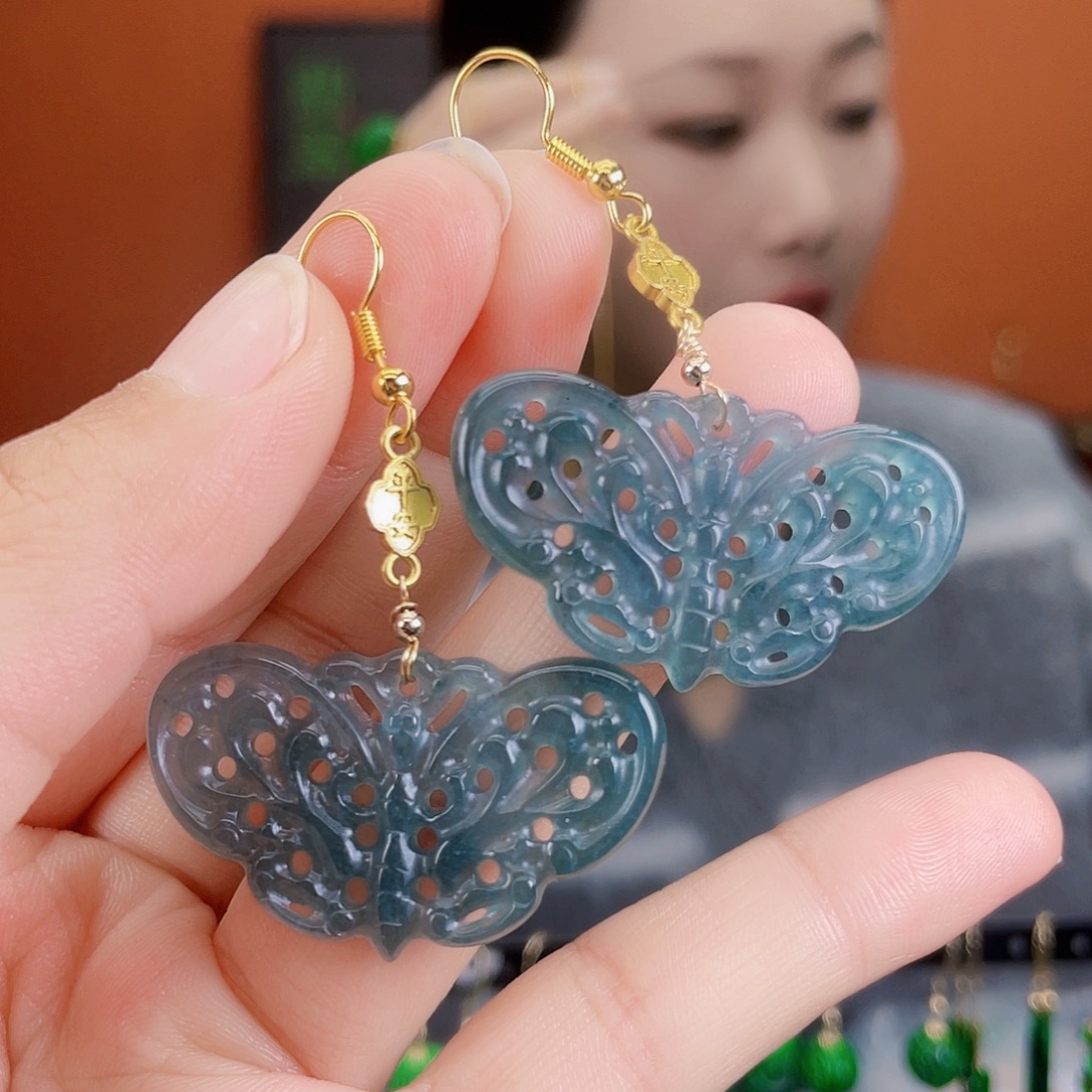 翡翠未镶嵌耳饰饰品