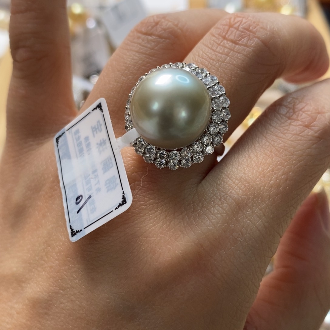 海水珍珠戒指银S925镶嵌