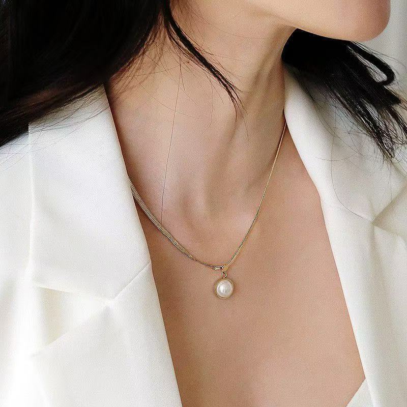 蛇骨珍珠项链女轻奢小众高级感时尚气质锁骨链