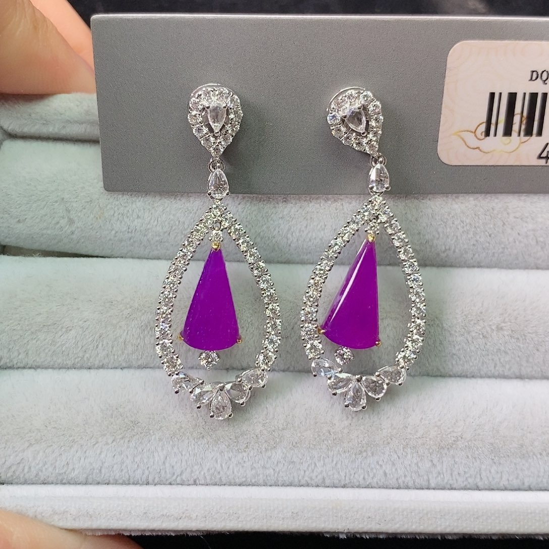 苏纪石（舒俱来）18K金镶嵌耳坠