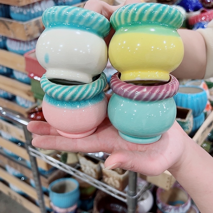 有孔，凑单福利满10元发货陶瓷多肉花盆！