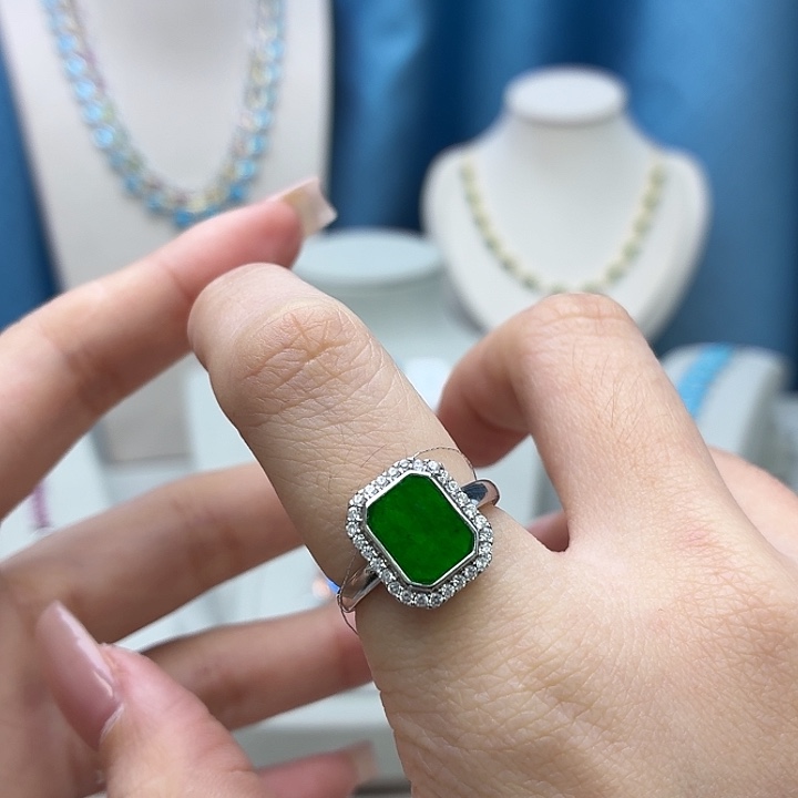 翡翠银S925镶嵌戒指