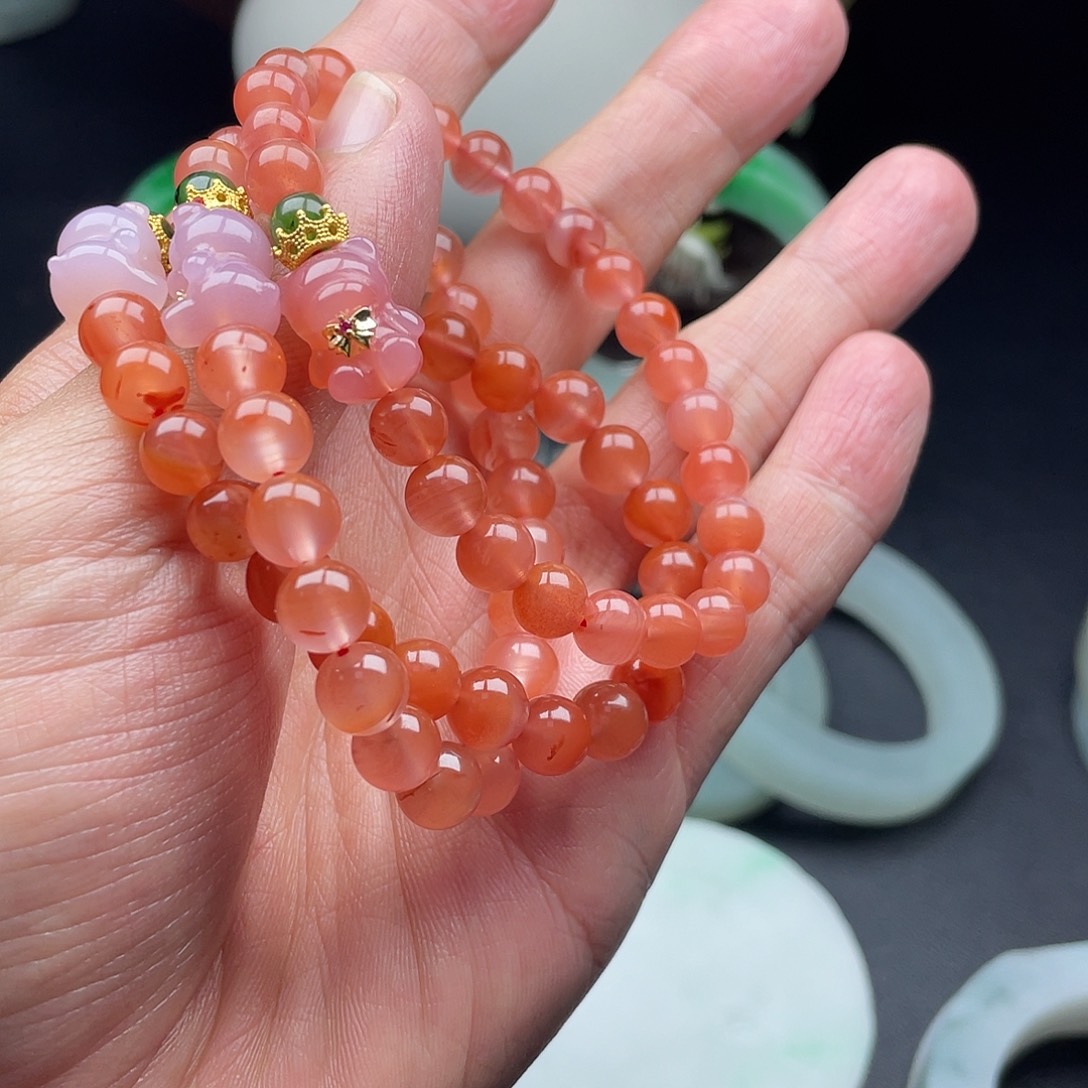 南红玛瑙合金手链