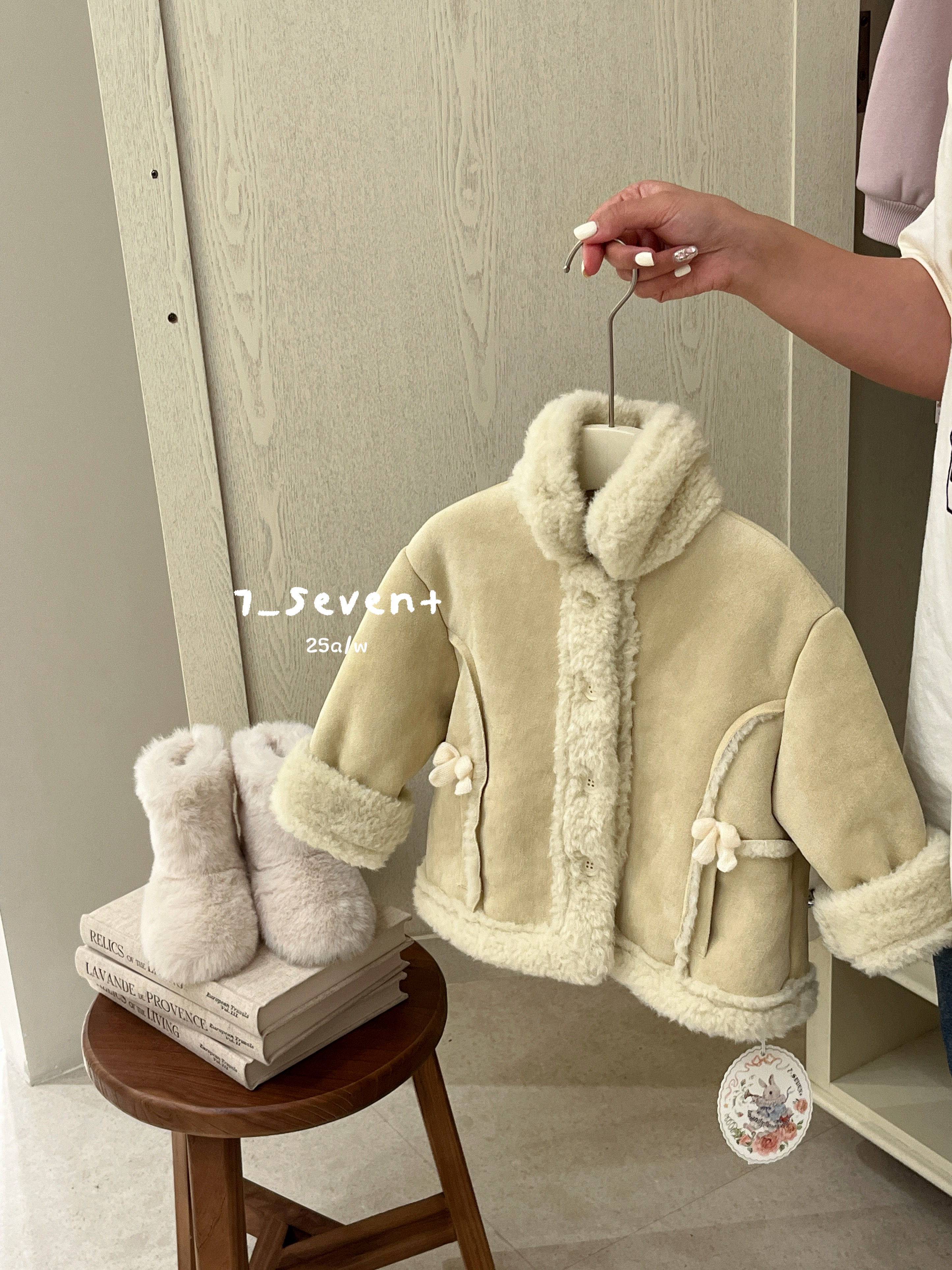 7Seven·25冬~连帽蝴蝶结皮毛一体外套3085（童装汉服）