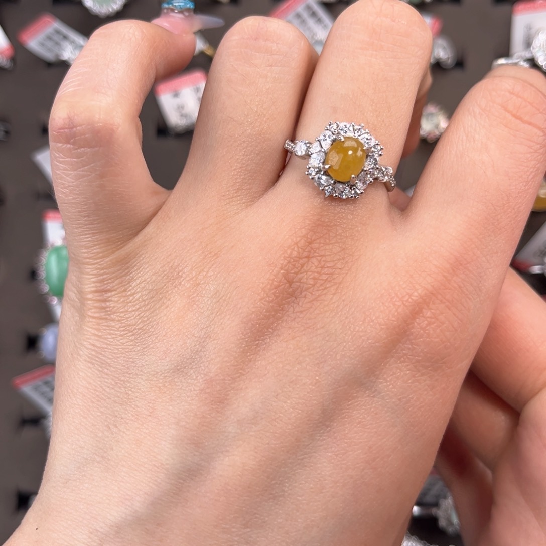 翡翠戒指银S925镶嵌66858