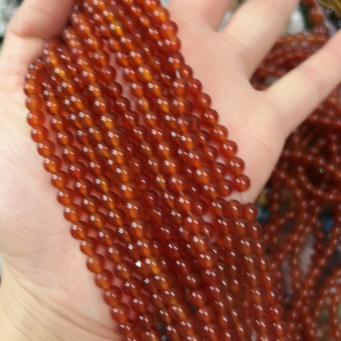 玛瑙/玉髓未镶嵌珠宝半成品，卡5橘红玛瑙2条