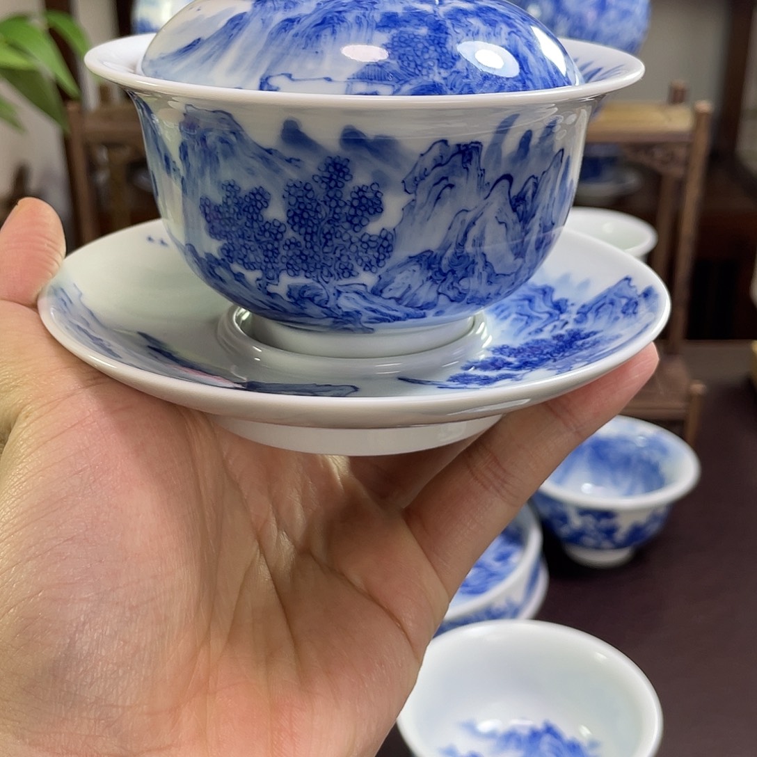 冰***枫陶纯手工手绘重工山水