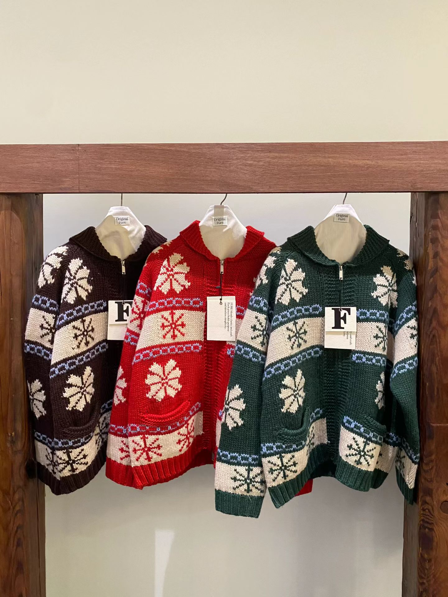 韩国东大门FURE雪花羊羊针织毛衣外套 不可以7T