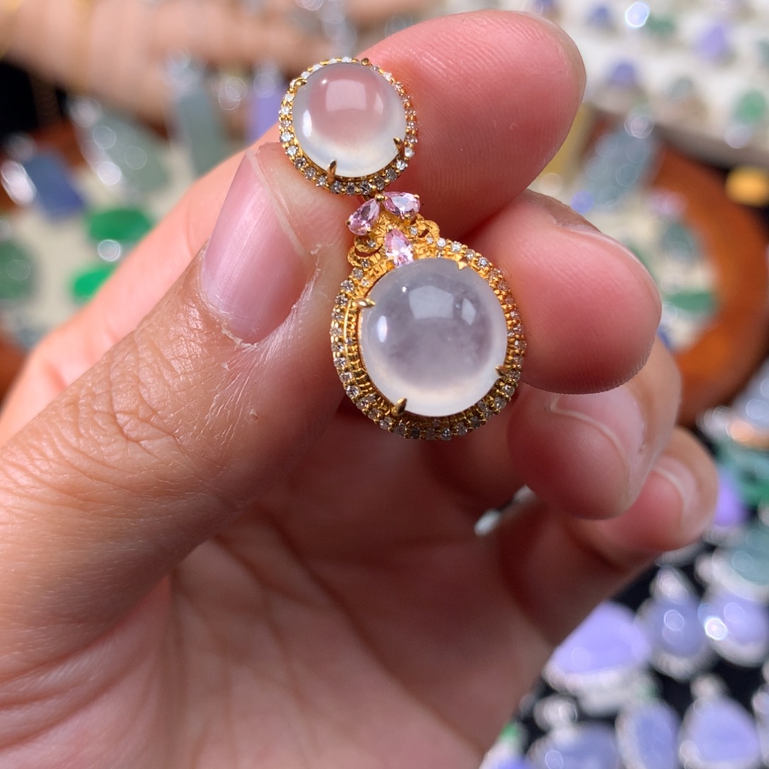 吊坠(不含链)18K金镶嵌翡翠