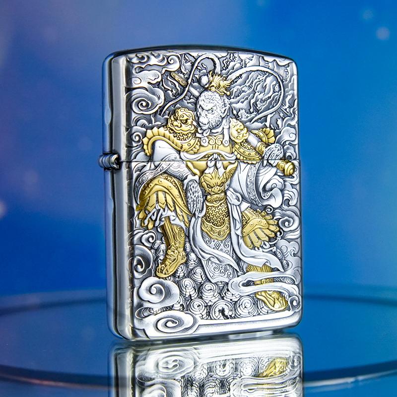 ZIPPO打火机正品/镀银鎏金【封侯拜相】盔甲浮雕DYJ1【达人】
