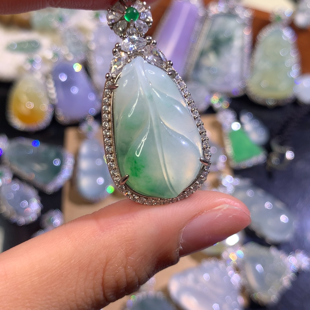 翡翠银S925镶嵌吊坠(不含链)