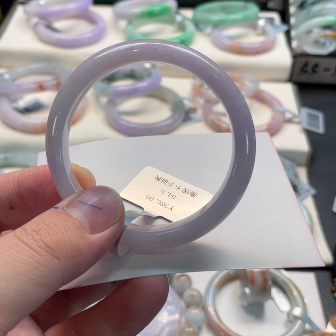 翡翠未镶嵌手镯142号 54.5正圈 有纹裂