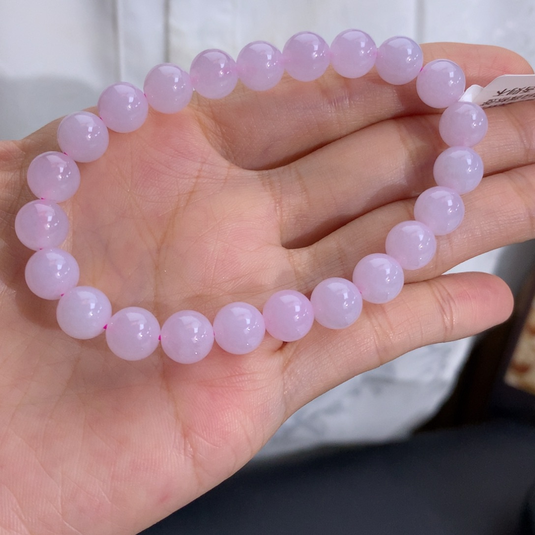 翡翠未镶嵌手串卡8细润淡淡粉手串