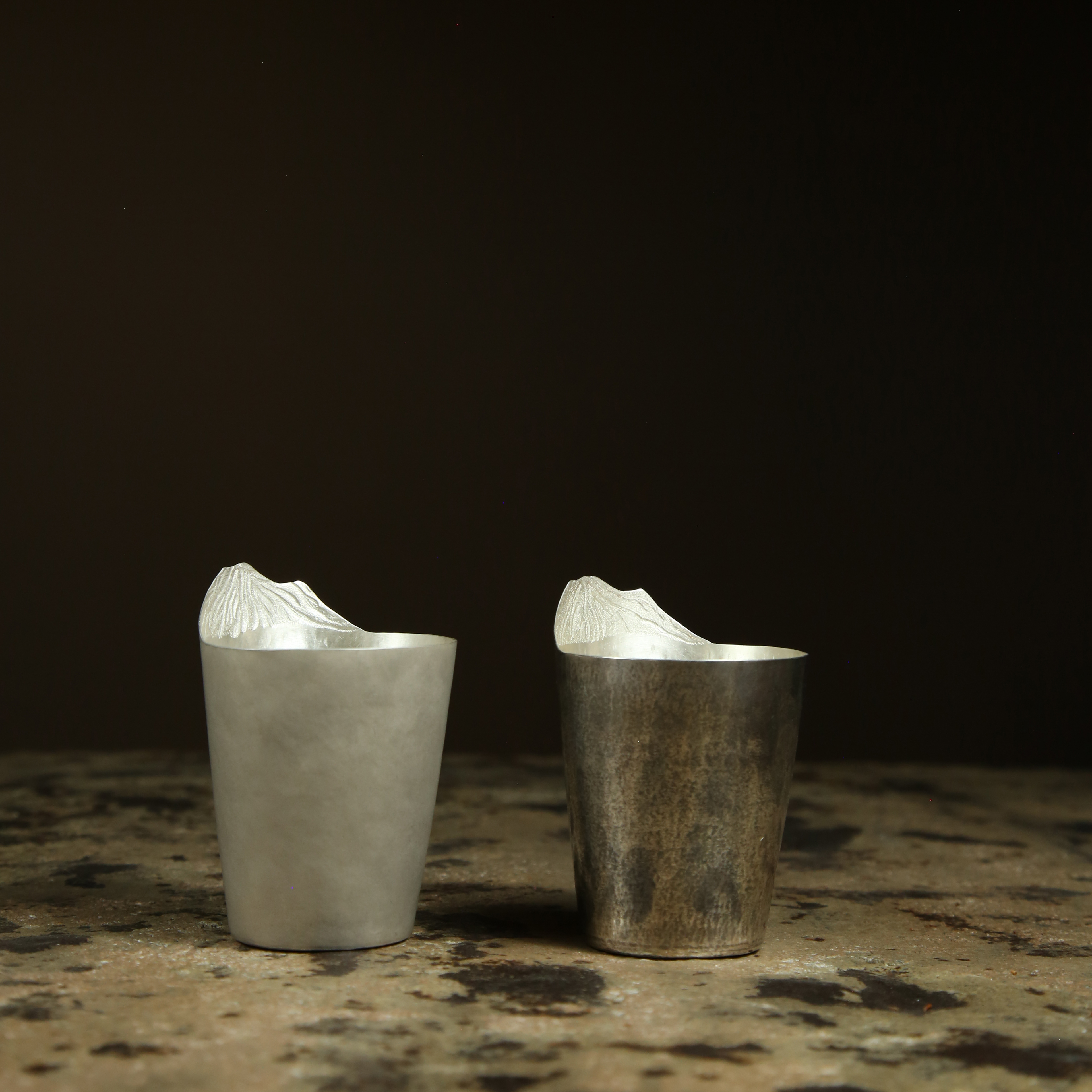 茶室足银雪山水杯