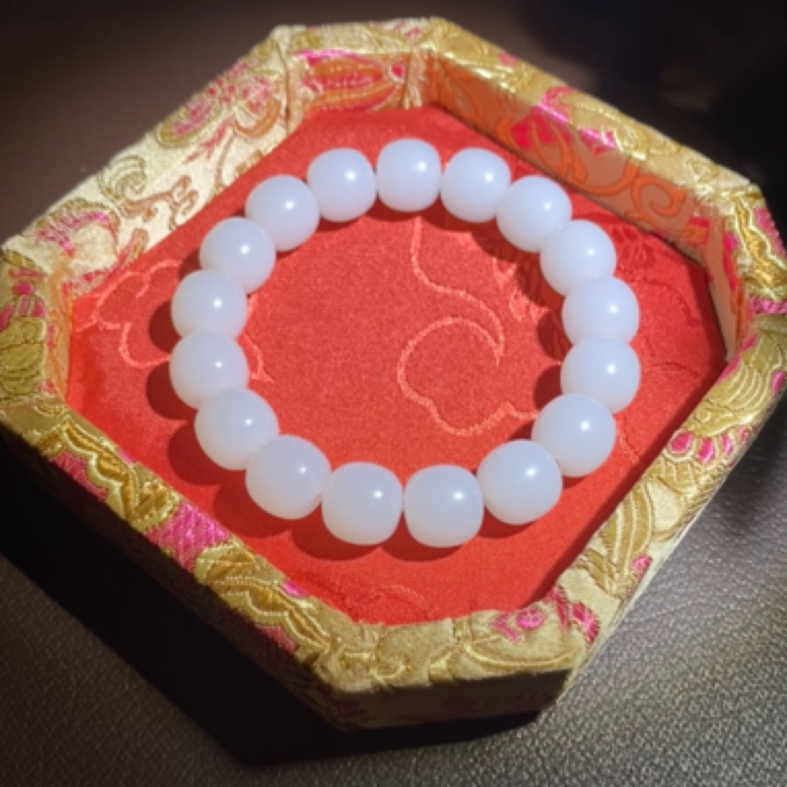 新疆和田玉山流水 过眼过灯老型珠手串卡13 12/13