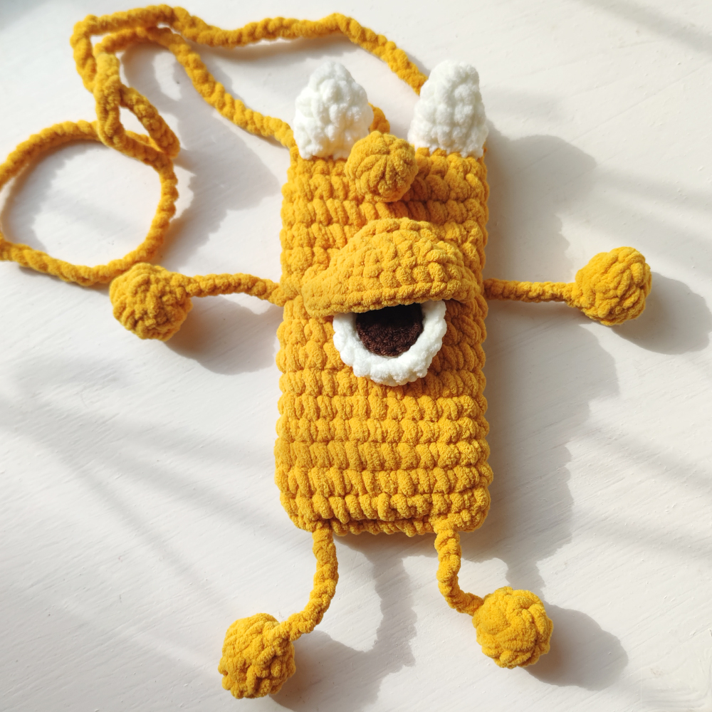 丑萌个性大眼怪斜跨手机包针织线团材料包手工礼物编织手钩针diy