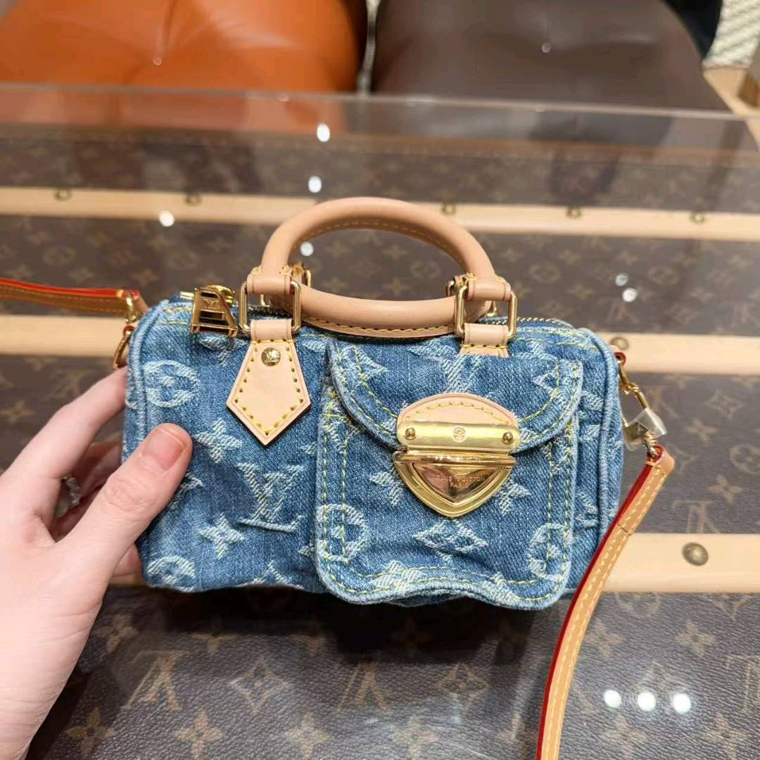 未使用 LouisVuitton/路易威登 speedy nano丹宁牛仔芯片款/箱包