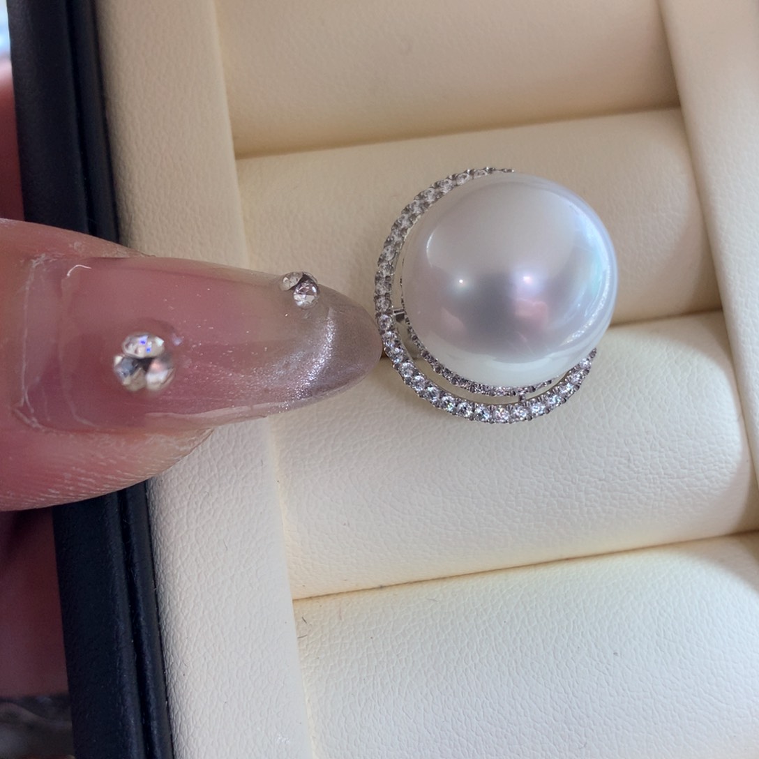 海水珍珠戒指18K金镶嵌