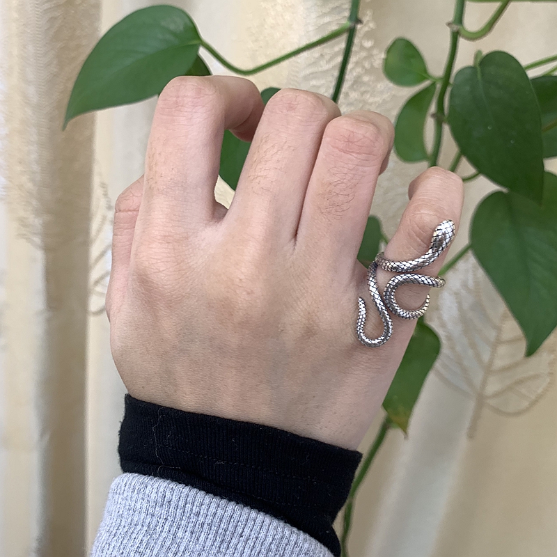 925银戒指 s925纯银亮面灵蛇戒指设计感简约气质小众 指环吉祥物
