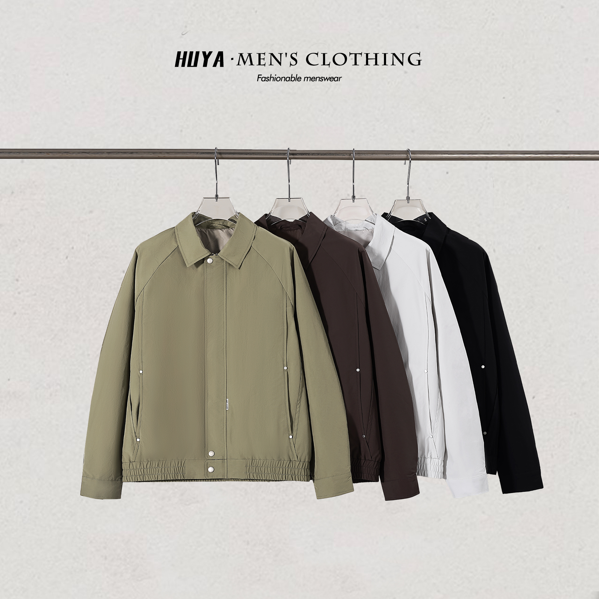 虎牙兄弟美式复古夹克2025秋季户外防风简约休闲拼接感外套F2531