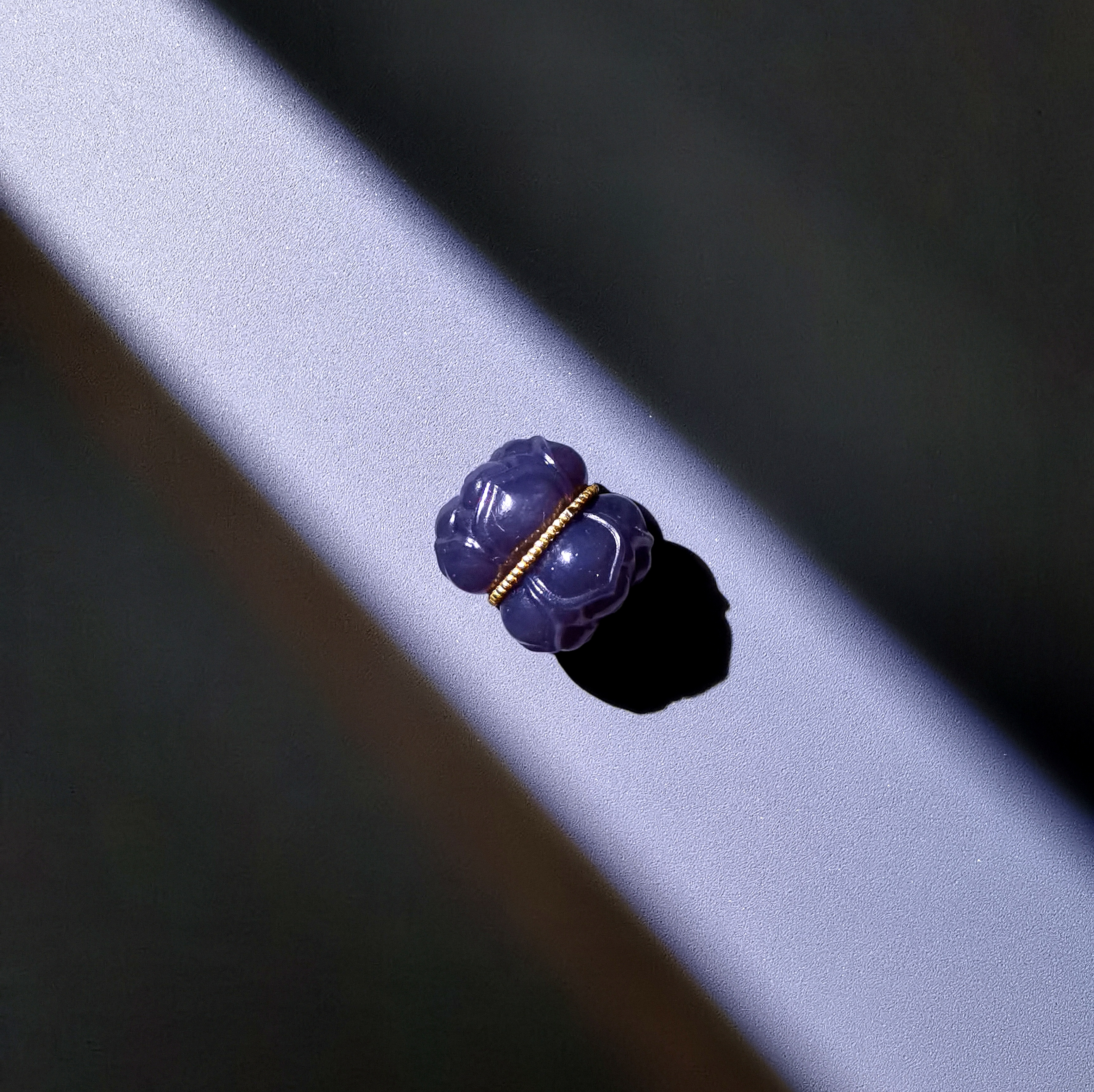 【洛一珠宝】和田玉三岔河帝王烟紫双生并蒂莲金镶配件隔珠手工