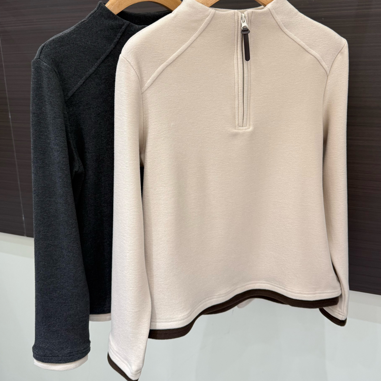 半拉链德绒加厚软糯轻盈保暖极简洋气假两件上衣内搭女