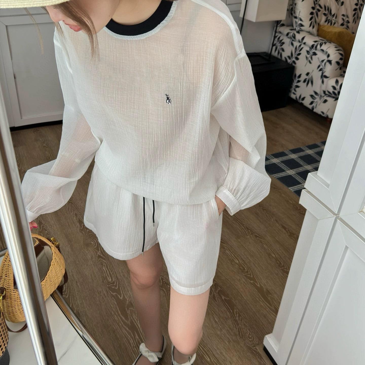 （美洋套装）早秋2025高货韩版百搭长袖防晒上衣短件套装女减龄3222