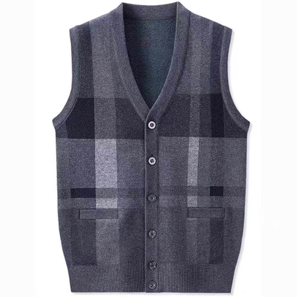 J139加厚毛线背心中老年男