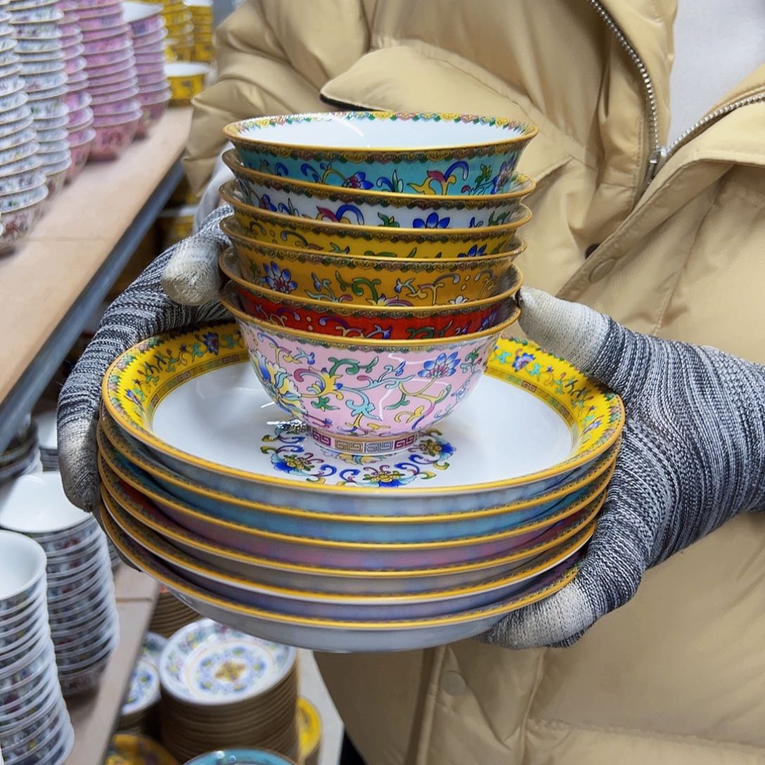 瓷片6个碗6个盘，，，，混色