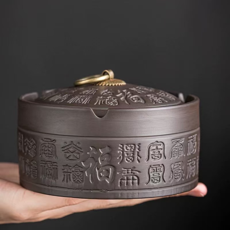 【瓷都德化-特产】百福紫砂烟灰缸X518