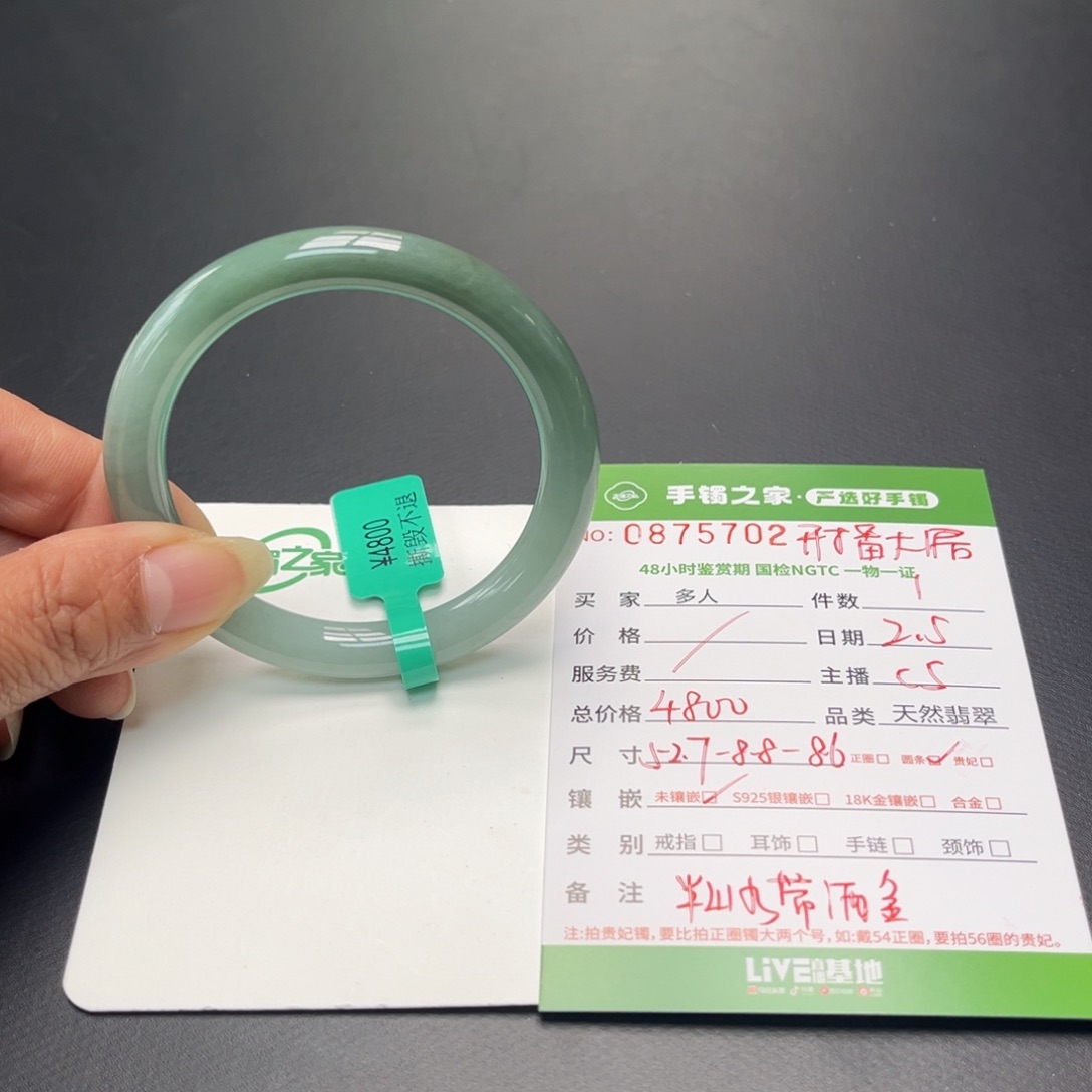 翡翠手镯（圆镯）未镶嵌多人