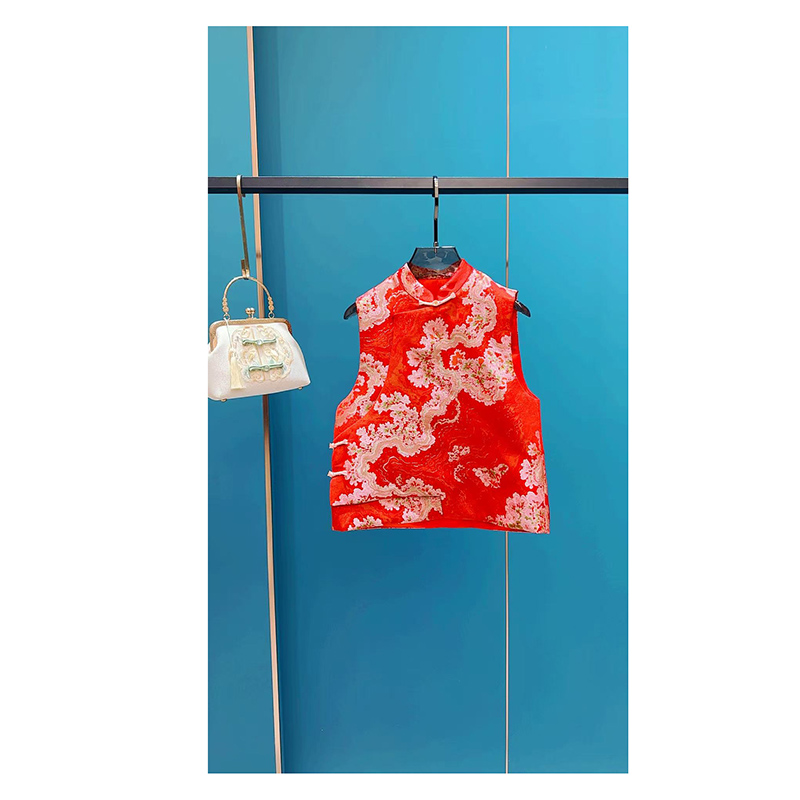 【赤焰锦衫】马夹拜年服夏季唐装复古港风马甲提花中国风喜庆常规