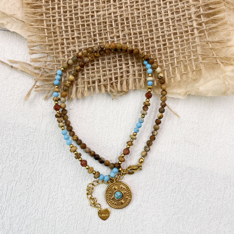 铜合金项链 敦煌风图画石手工制作复古小众项链