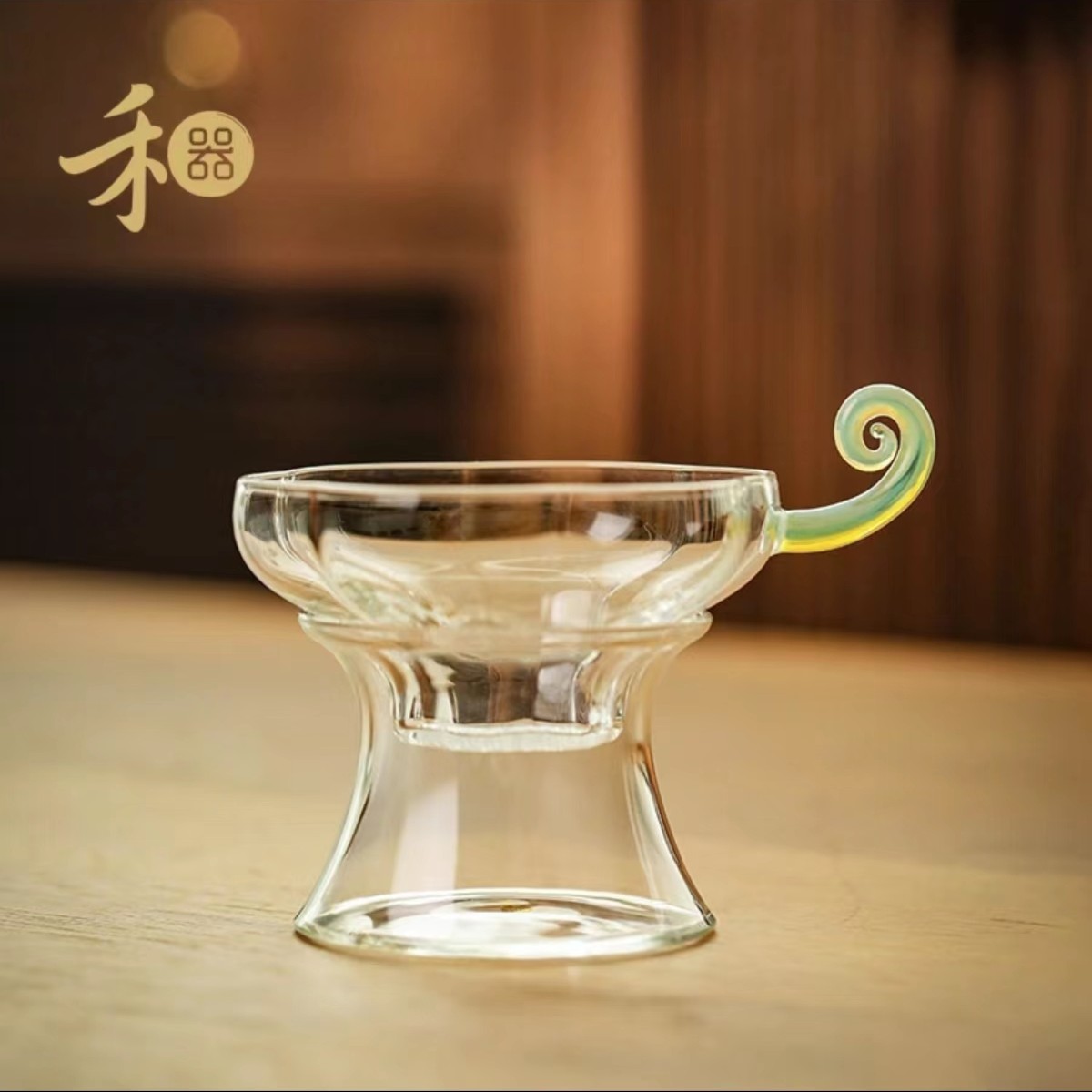 禾器凤仪予乐滤网激光打孔玻璃一体茶漏茶滤带底座过滤网高档茶隔