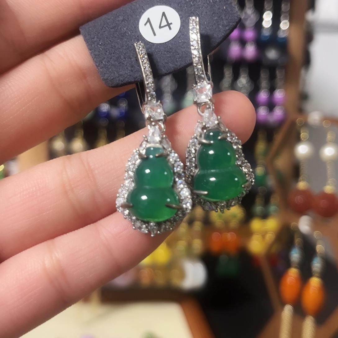 锆石纯铜925银耳饰