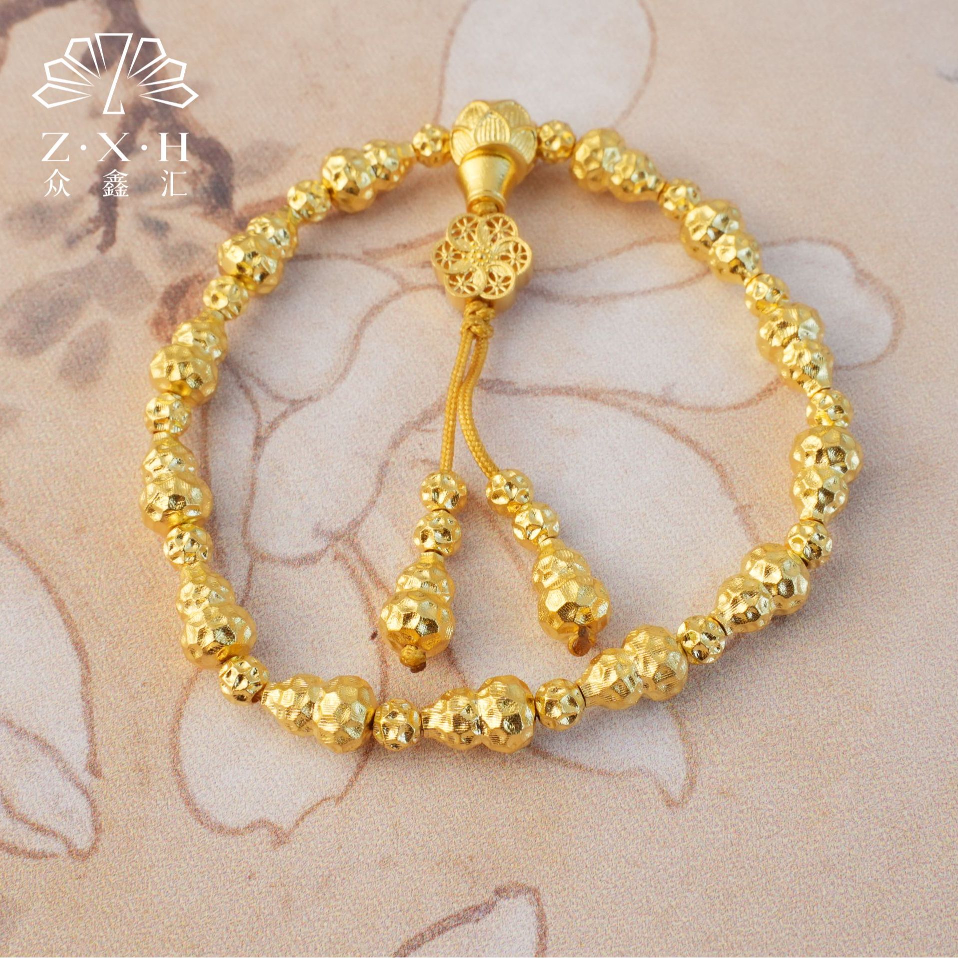 {众鑫汇}足金999  古法素金福禄满盈手工手串