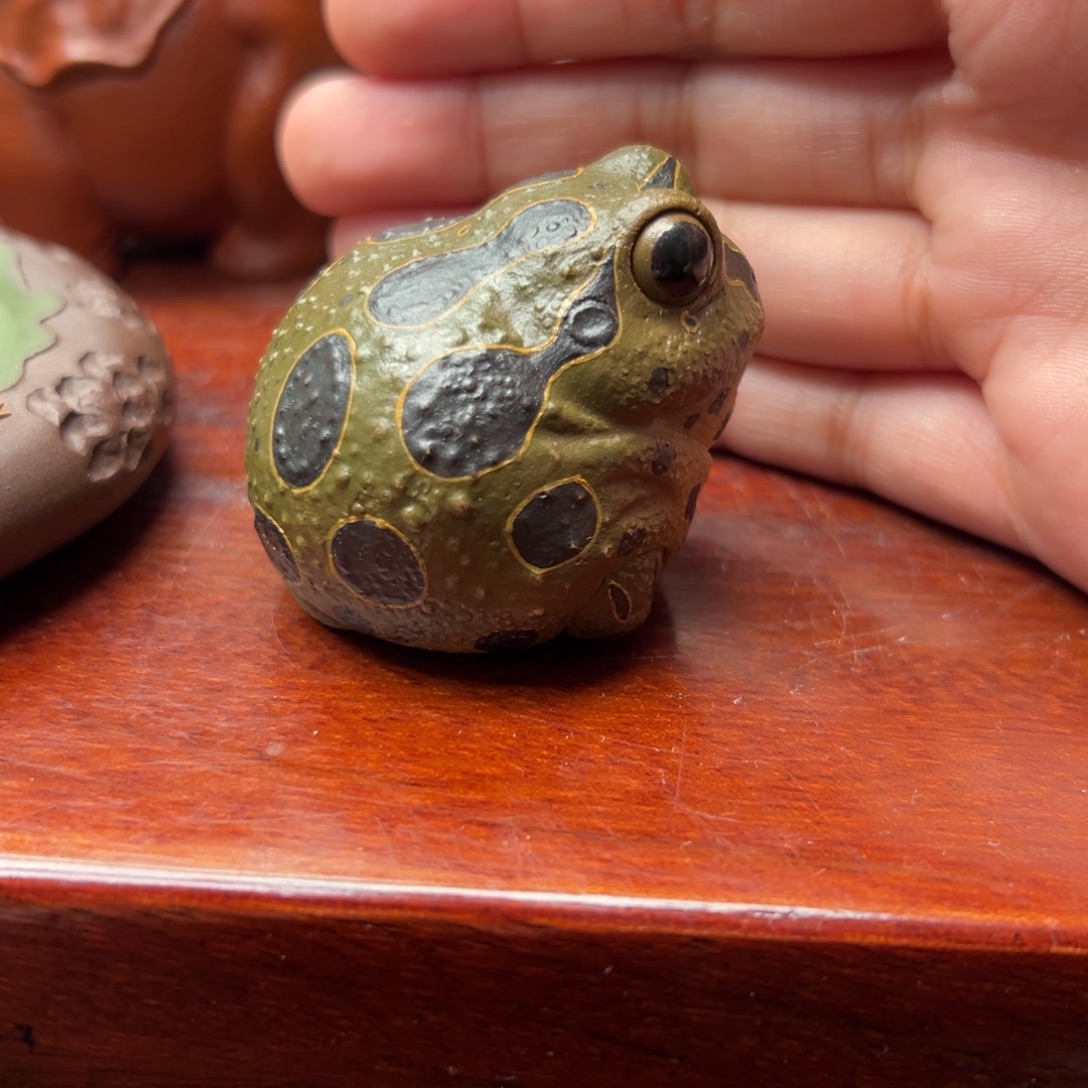 茶宠紫砂绿蛙豆紫砂紫砂