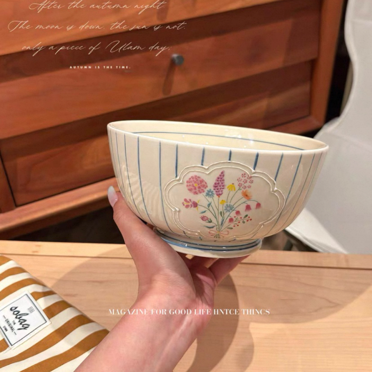 大美陶瓷｜瑞和复古条纹花卉陶瓷餐具套装