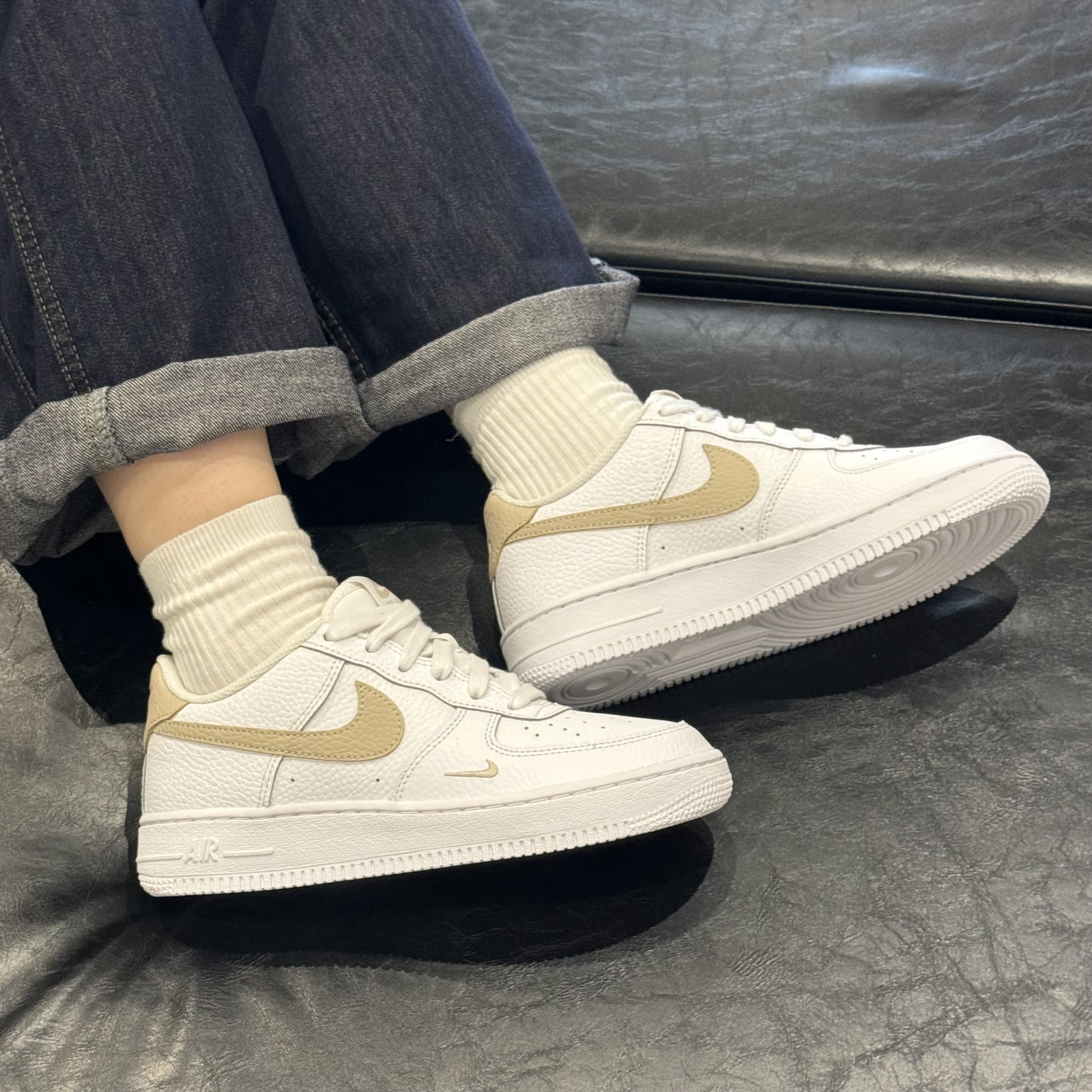 【滔搏联动】NIKE女子AIR FORCE 1 GS双钩流光风休闲鞋IO7403-102