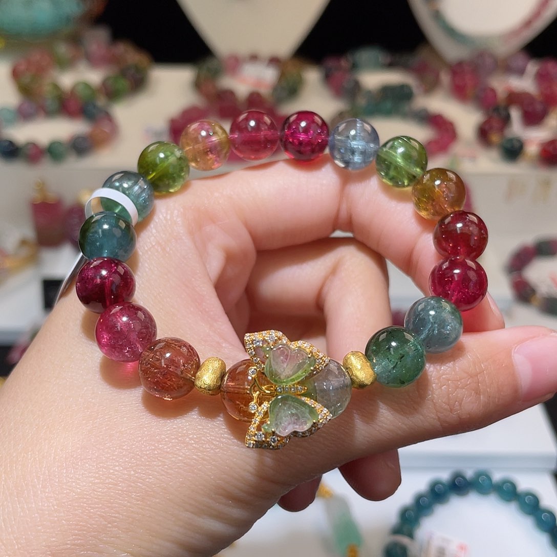 碧玺手链18K金镶嵌碧玺手链