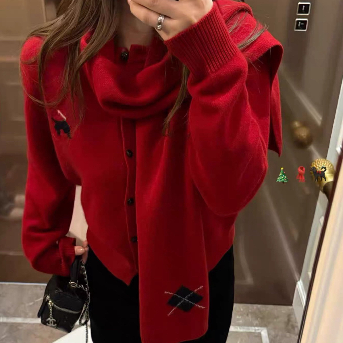 珊珊家女秋冬韩系宽松风圆领重工针织开衫上衣新款