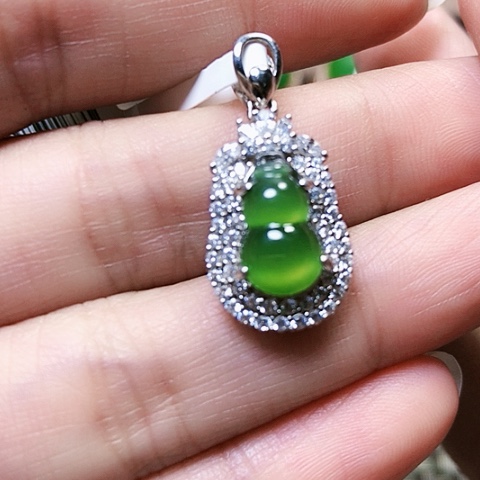和田玉挂件银S925镶嵌