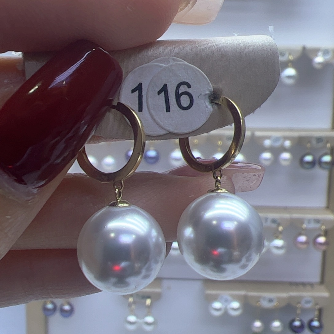 淡水珍珠耳饰18K金镶嵌