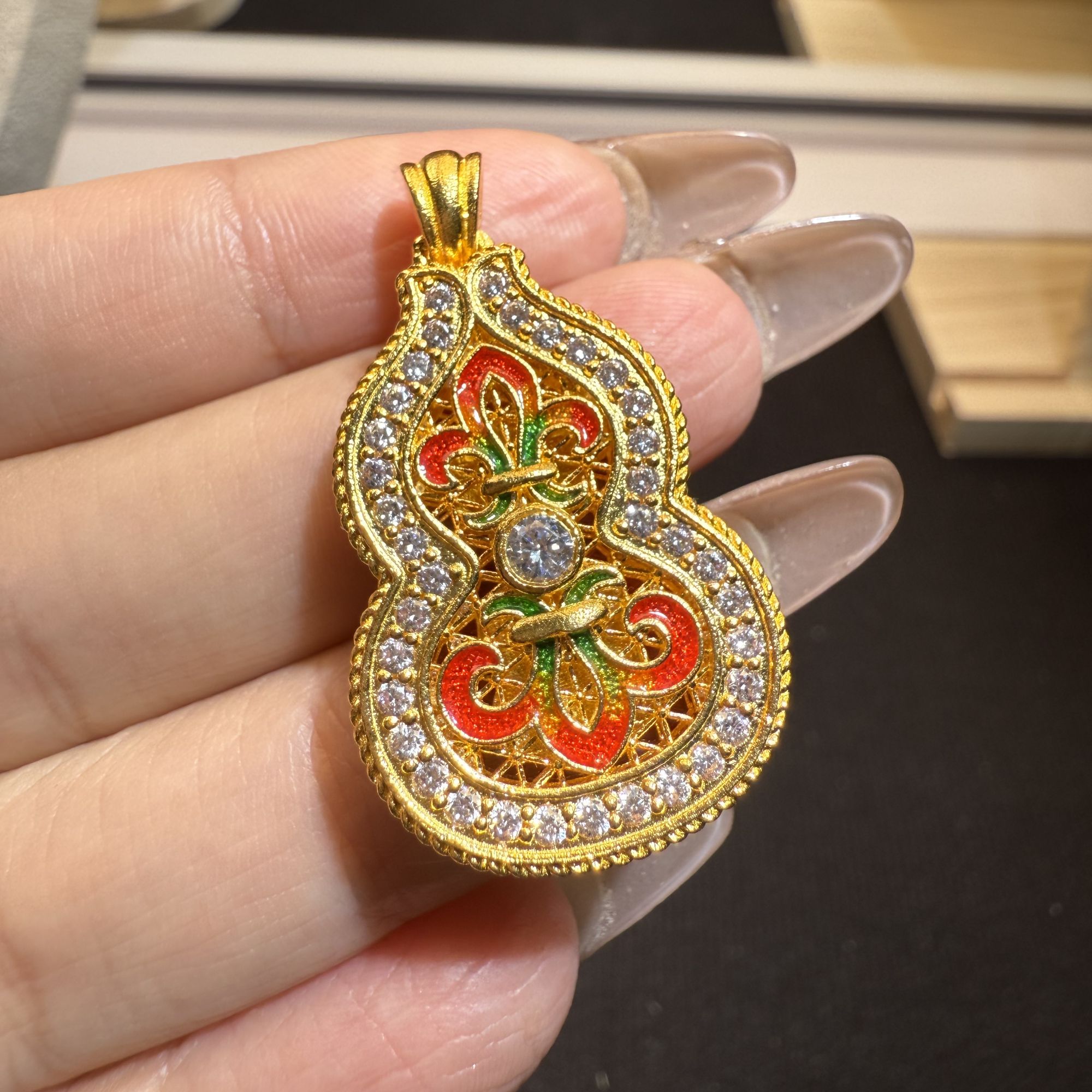 吊坠925银锆石 足银 葫芦 珐琅镶嵌葫芦 银 s925吊咀 气质 轻奢